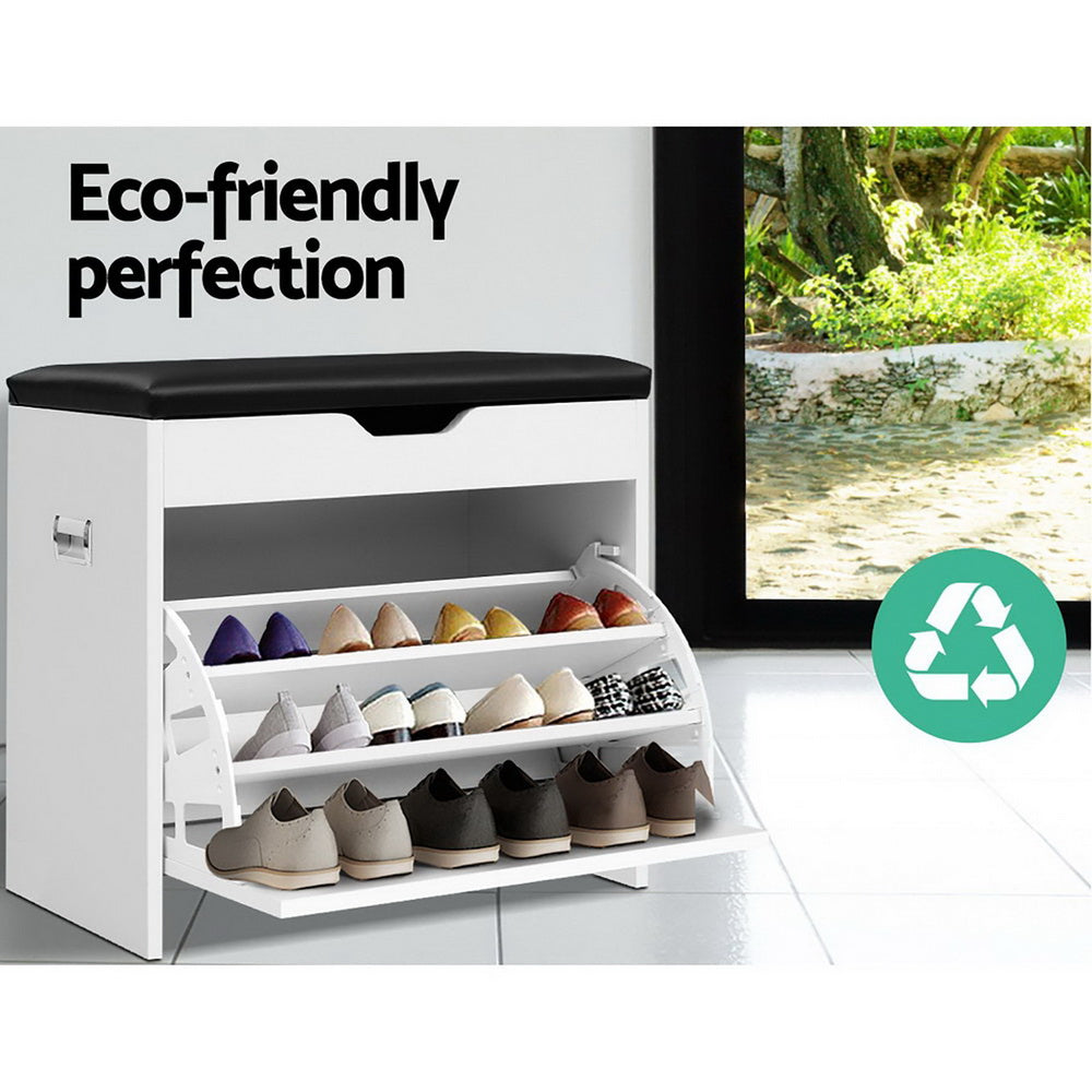 Shoe Cabinet Storage Bench - White Homecoze