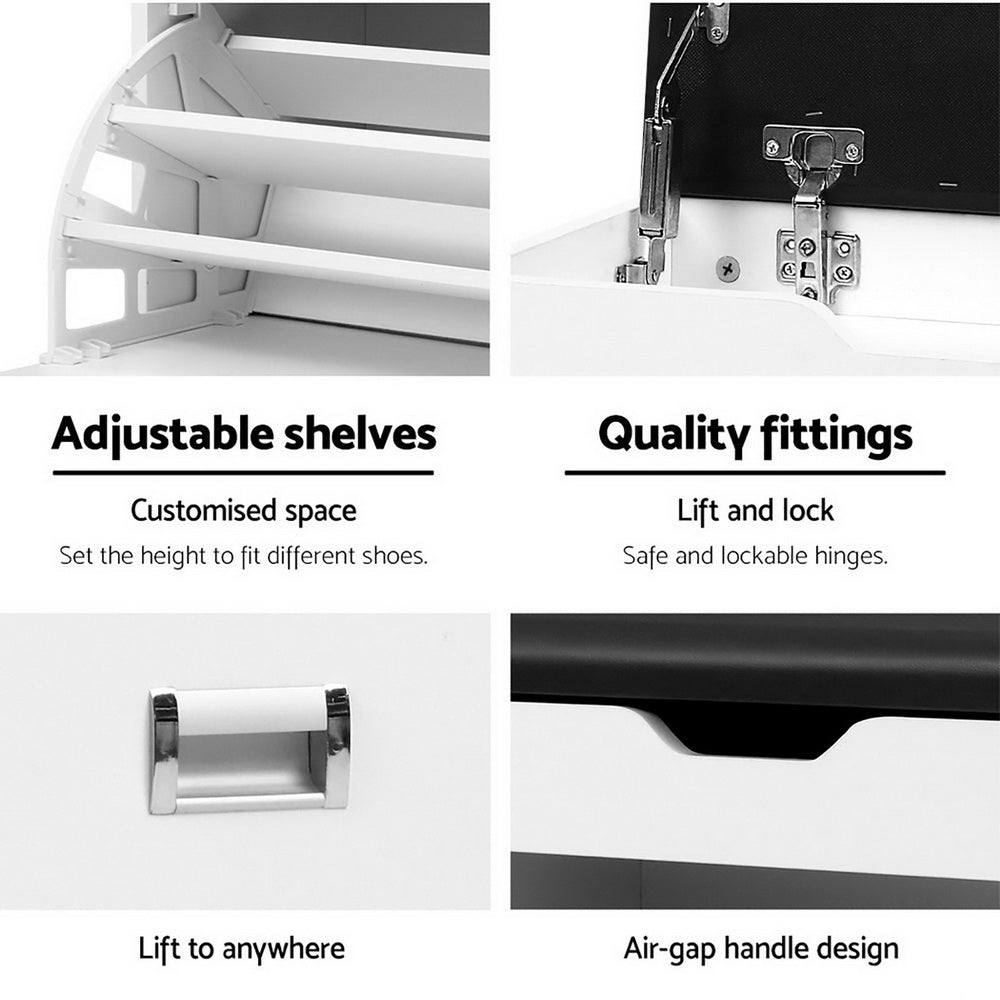 Shoe Cabinet Storage Bench - White Homecoze