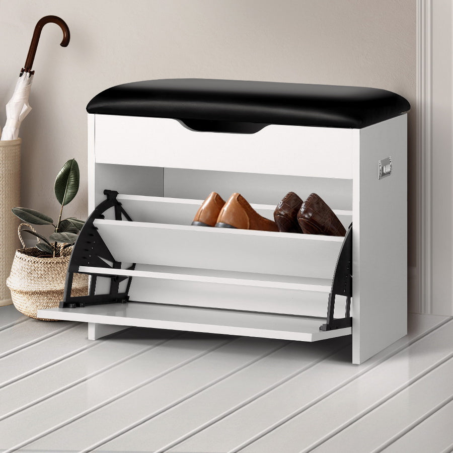 Shoe Cabinet Storage Bench - White Homecoze