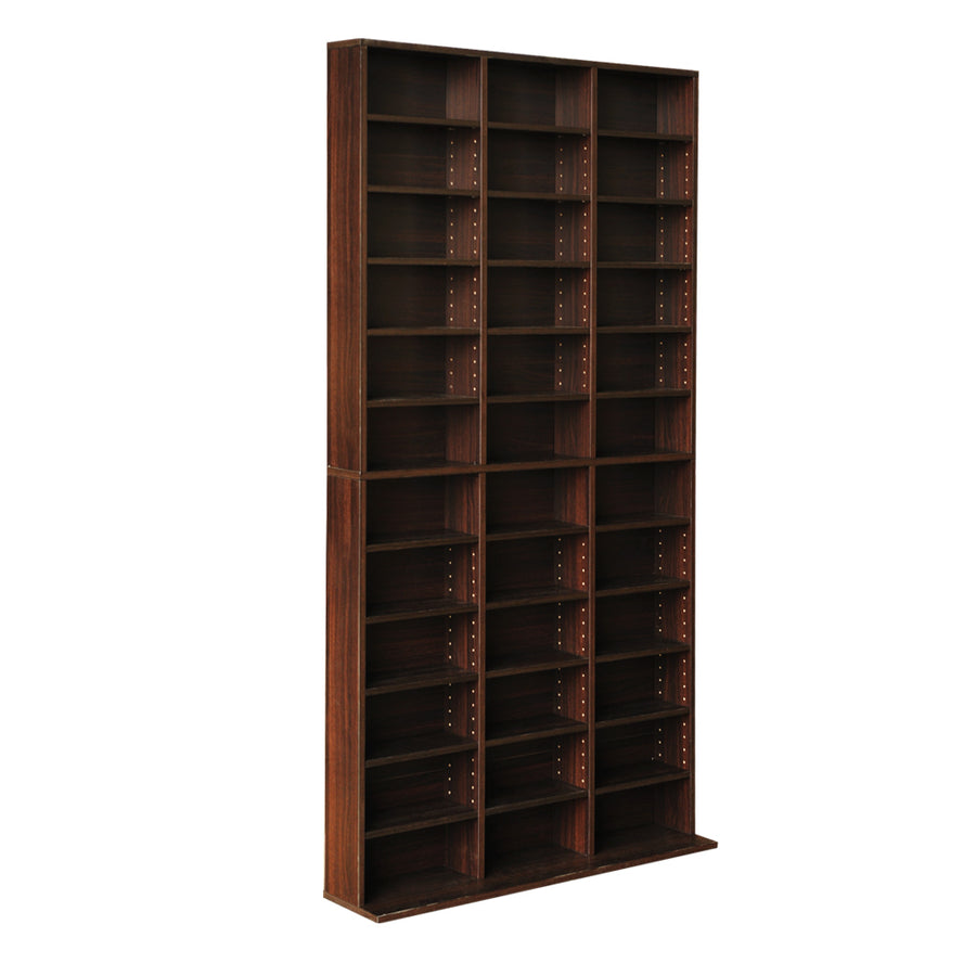 Adjustable Shelf Rack CD/DVD/Game Bookshelf Storage Unit - Expresso Brown Homecoze