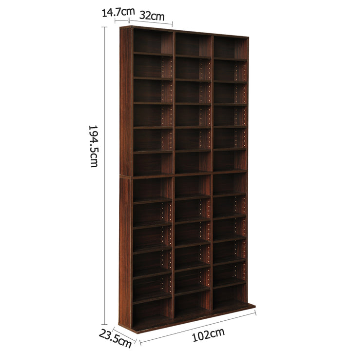 Adjustable Shelf Rack CD/DVD/Game Bookshelf Storage Unit - Expresso Brown Homecoze