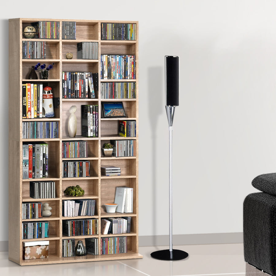 Modular DVD or CD Storage Shelf Media Rack With Adjustable Shelves - Oak Homecoze