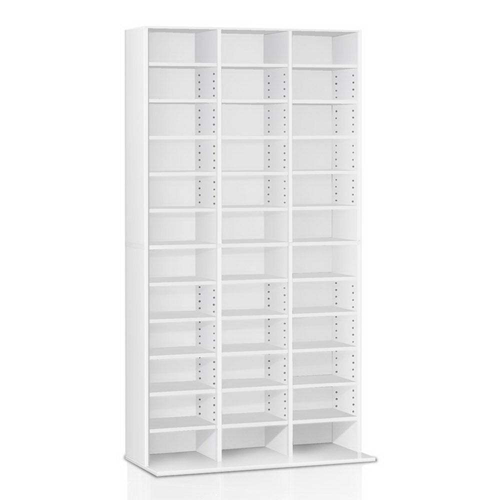 Adjustable Shelf Rack CD/DVD/Game Bookshelf Storage Unit - White Homecoze