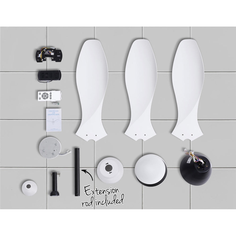 48'' Small DC Motor Ceiling Fan Light Remote Control Ceiling Fans - White Homecoze