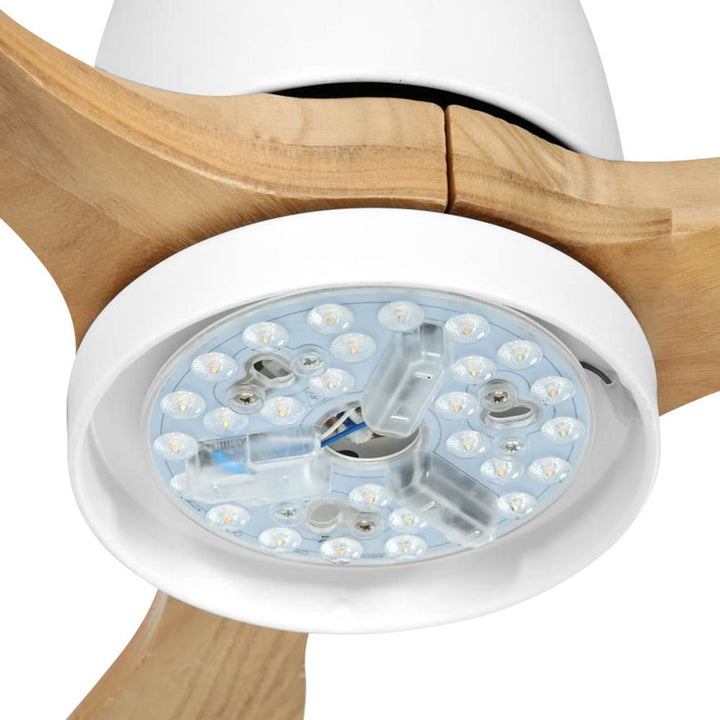 52'' Ceiling Fan LED Light Remote Control Wooden Blades - Natural Oak Homecoze