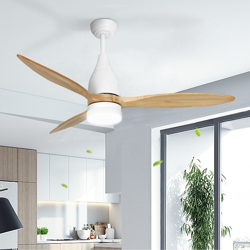 52'' Ceiling Fan LED Light Remote Control Wooden Blades - Natural Oak Homecoze