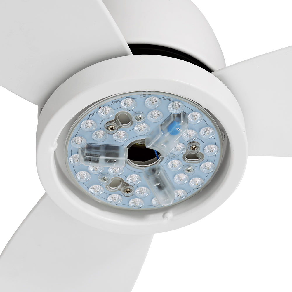 52'' Classic Ceiling Fan LED Light Remote Control DC Motor 5 Speed - White