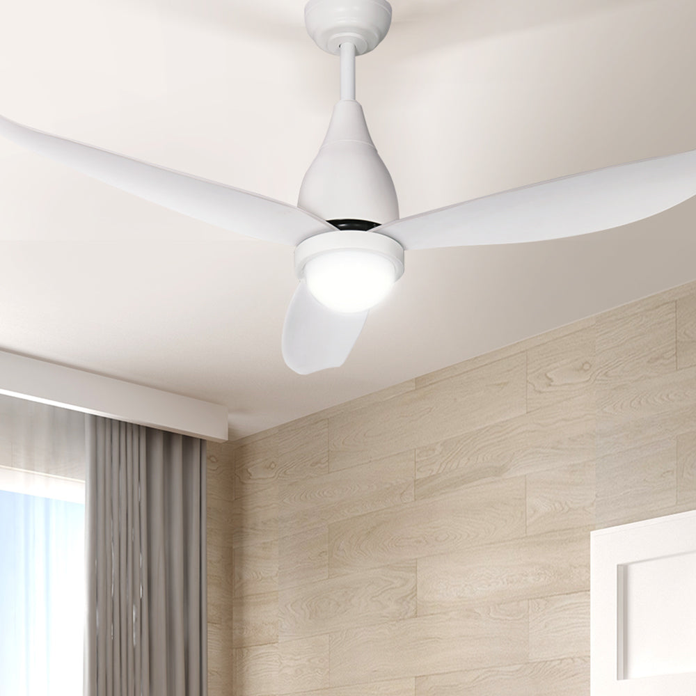 52'' Classic Ceiling Fan LED Light Remote Control DC Motor 5 Speed - White - Homecoze