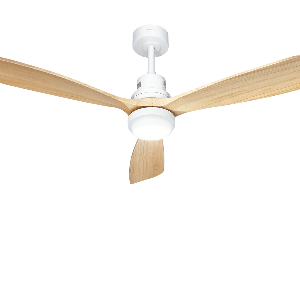 52'' Ceiling Fan LED Light Remote Control Wooden Blades - Natural Oak Homecoze