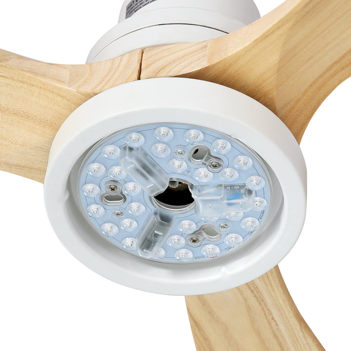 52'' Ceiling Fan LED Light Remote Control Wooden Blades - Natural Oak Homecoze