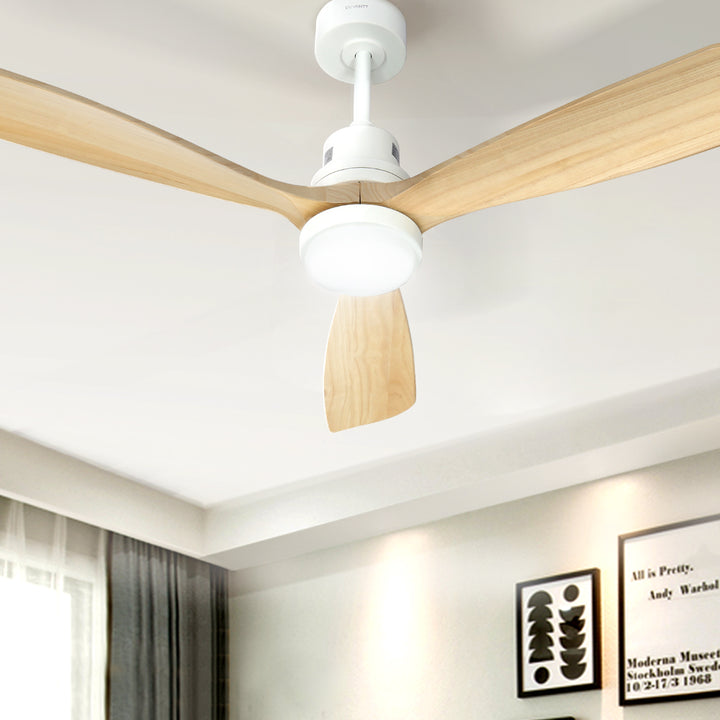 52'' Ceiling Fan LED Light Remote Control Wooden Blades - Natural Oak Homecoze