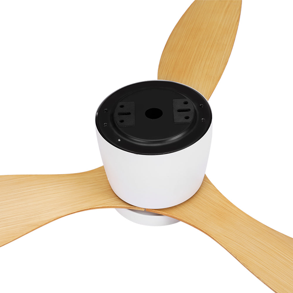 52'' Modern Ceiling Fan LED Light Remote Control DC Motor 5 Speed - White & Oak - Homecoze