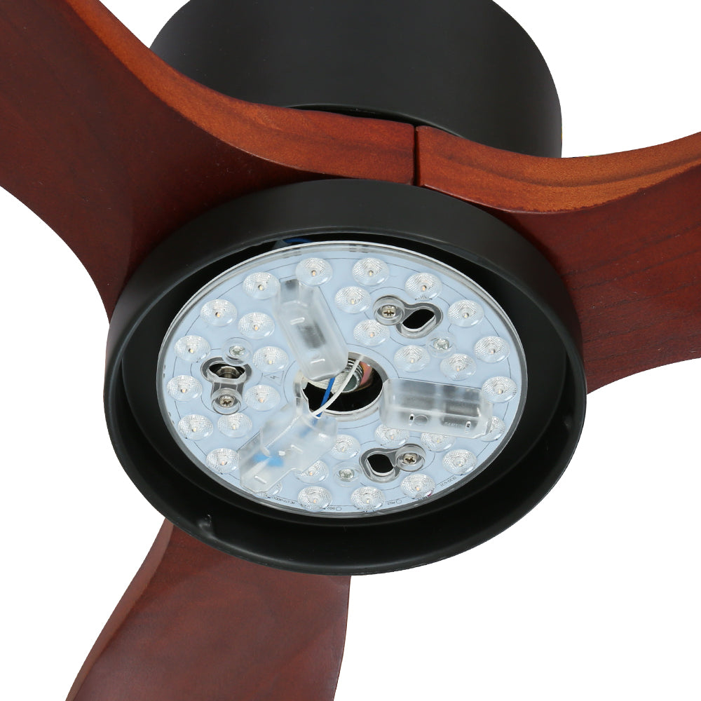 52'' Ceiling Fan LED Light Remote Control Wooden Blades - Dark Wood Homecoze