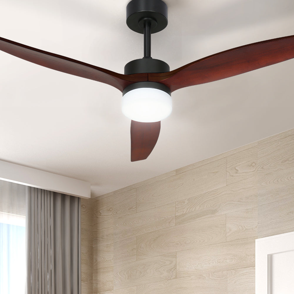 52'' Ceiling Fan LED Light Remote Control Wooden Blades - Dark Wood Homecoze