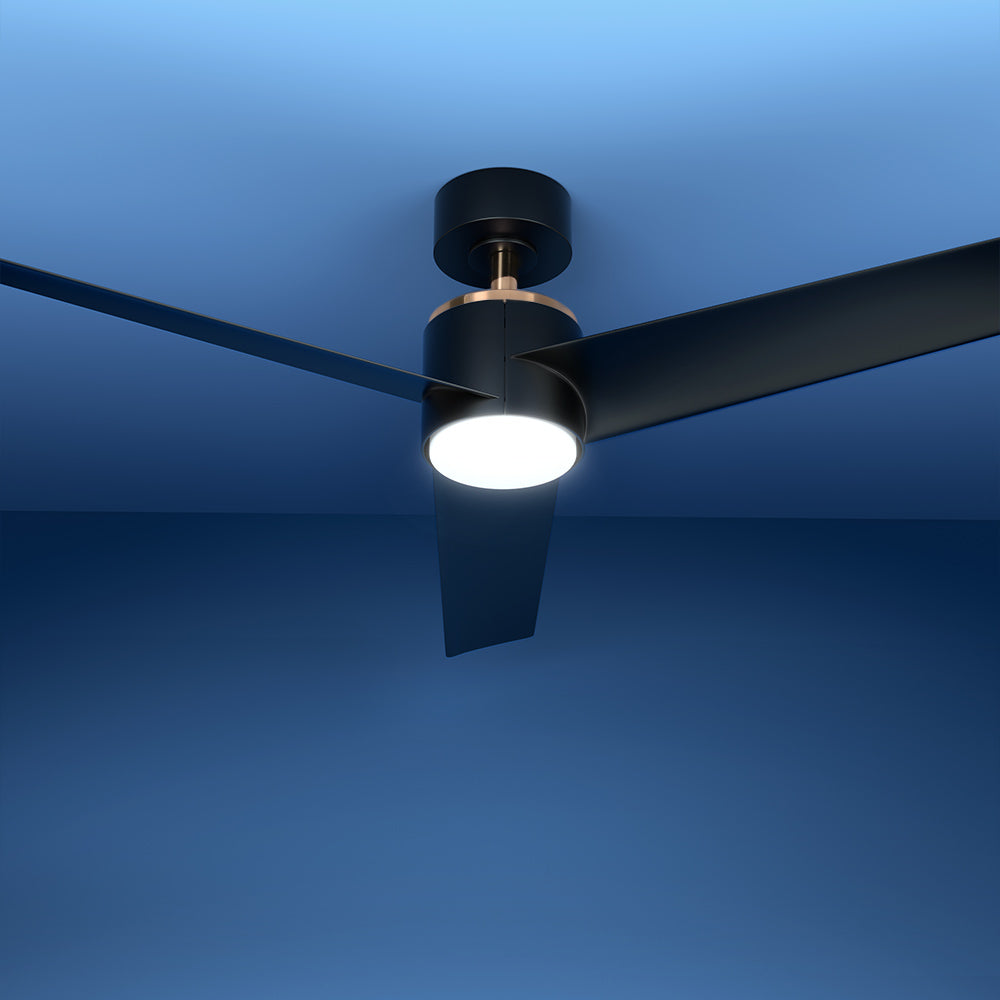 52" Modern Ceiling Fan 1300mm DC Motor with Light - Black - Homecoze