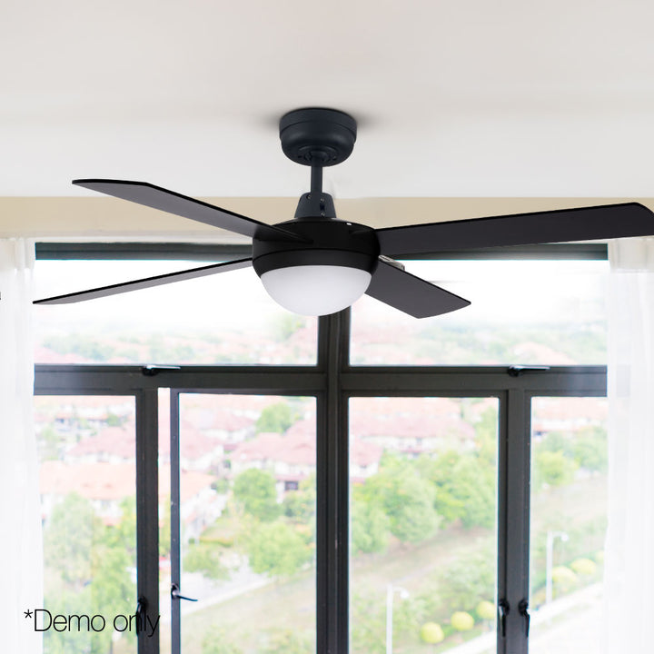 52'' Ceiling Fan with Light and Remote Timer - Black Homecoze