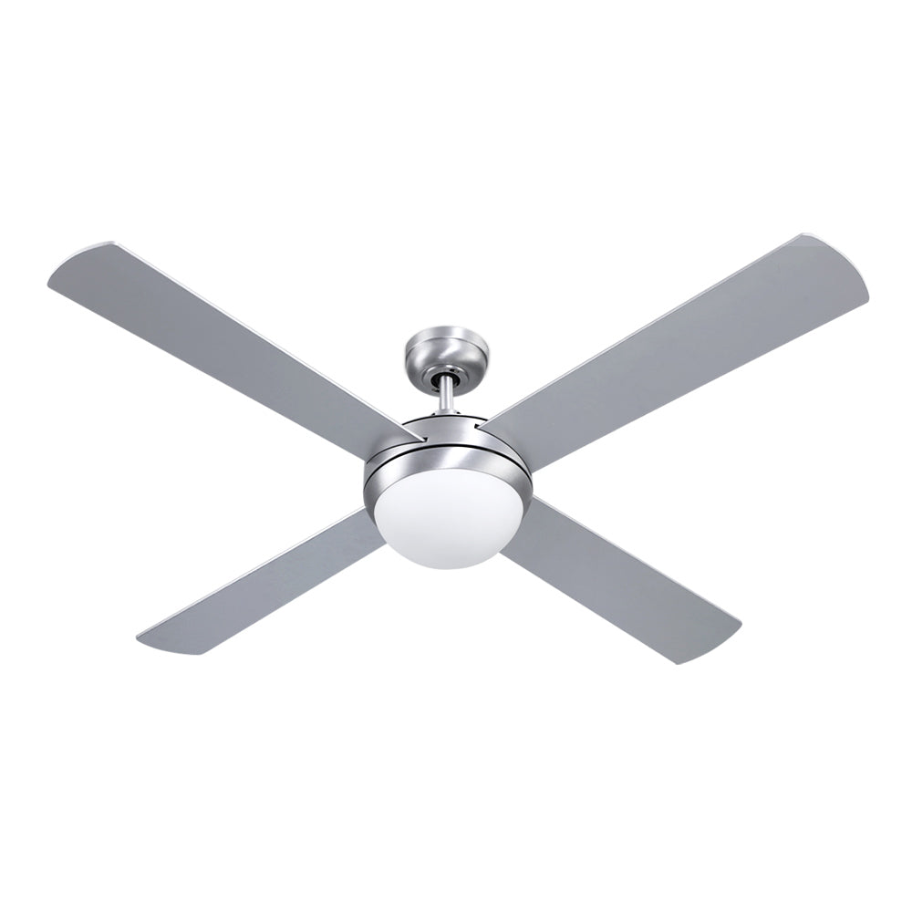 52'' Ceiling Fan with Light and Remote Timer - Silver Homecoze