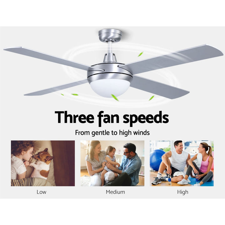 52'' Ceiling Fan with Light and Remote Timer - Silver Homecoze