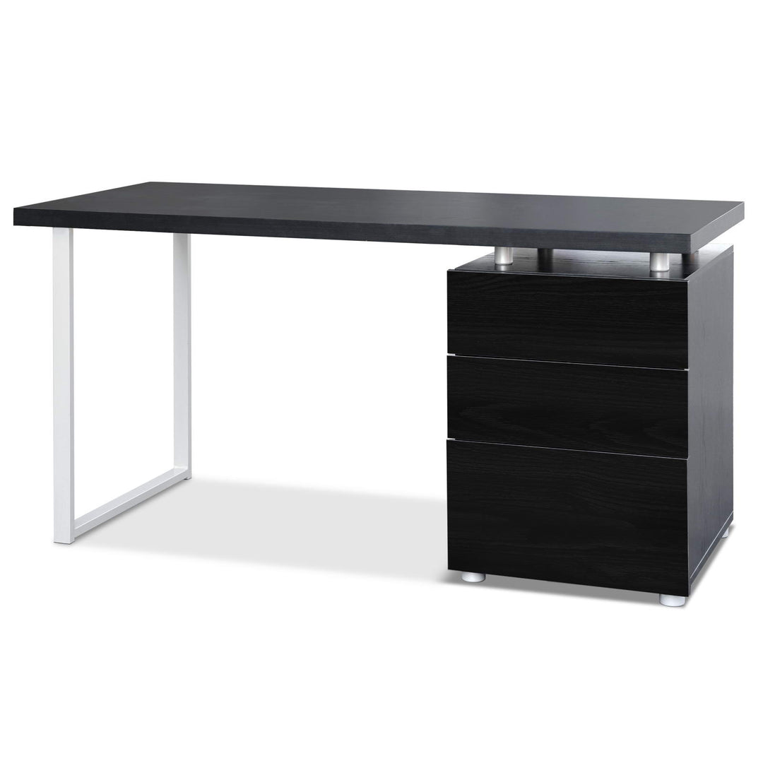 Modern Metal Desk with 3 Drawers - Black Homecoze
