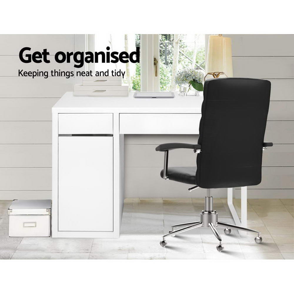 Metal Desk With Storage Cabinets - White Homecoze