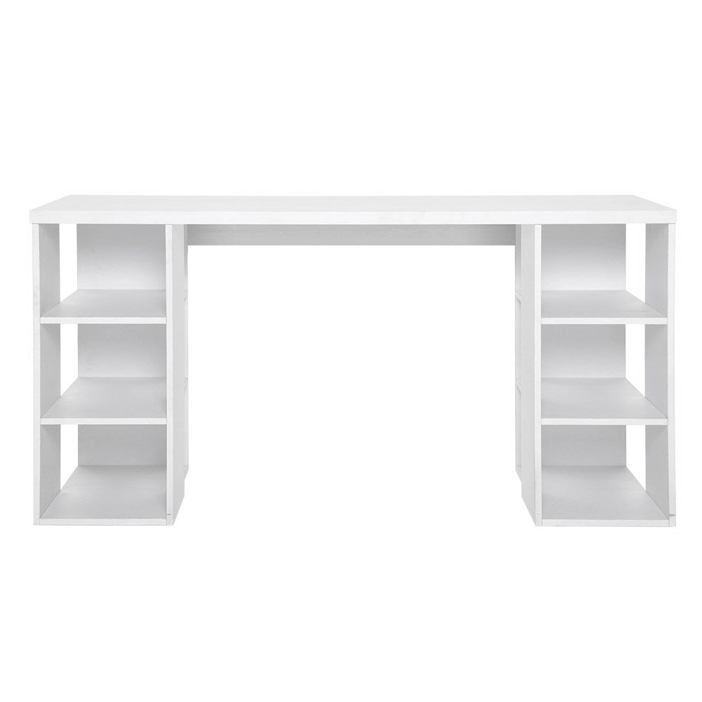 3 Level Desk with Storage & Bookshelf - White Homecoze