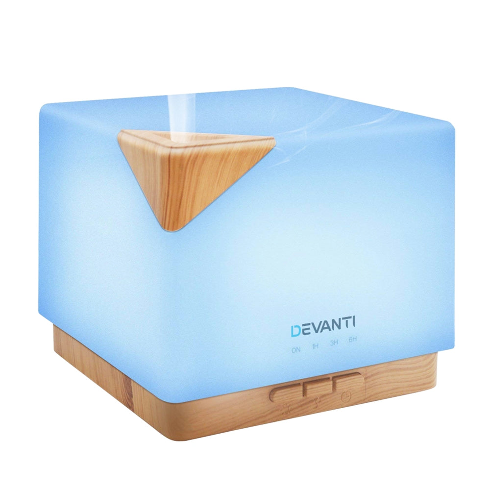 Translucent Modern Cube Style 7-Colour LED Aroma Diffuser 600ml - Homecoze