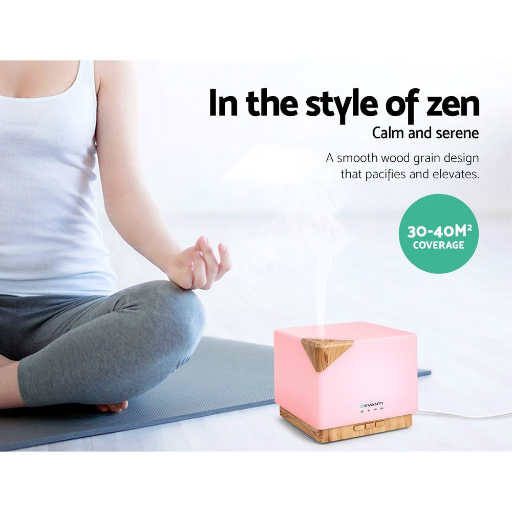 Translucent Modern Cube Style 7-Colour LED Aroma Diffuser 600ml - Homecoze