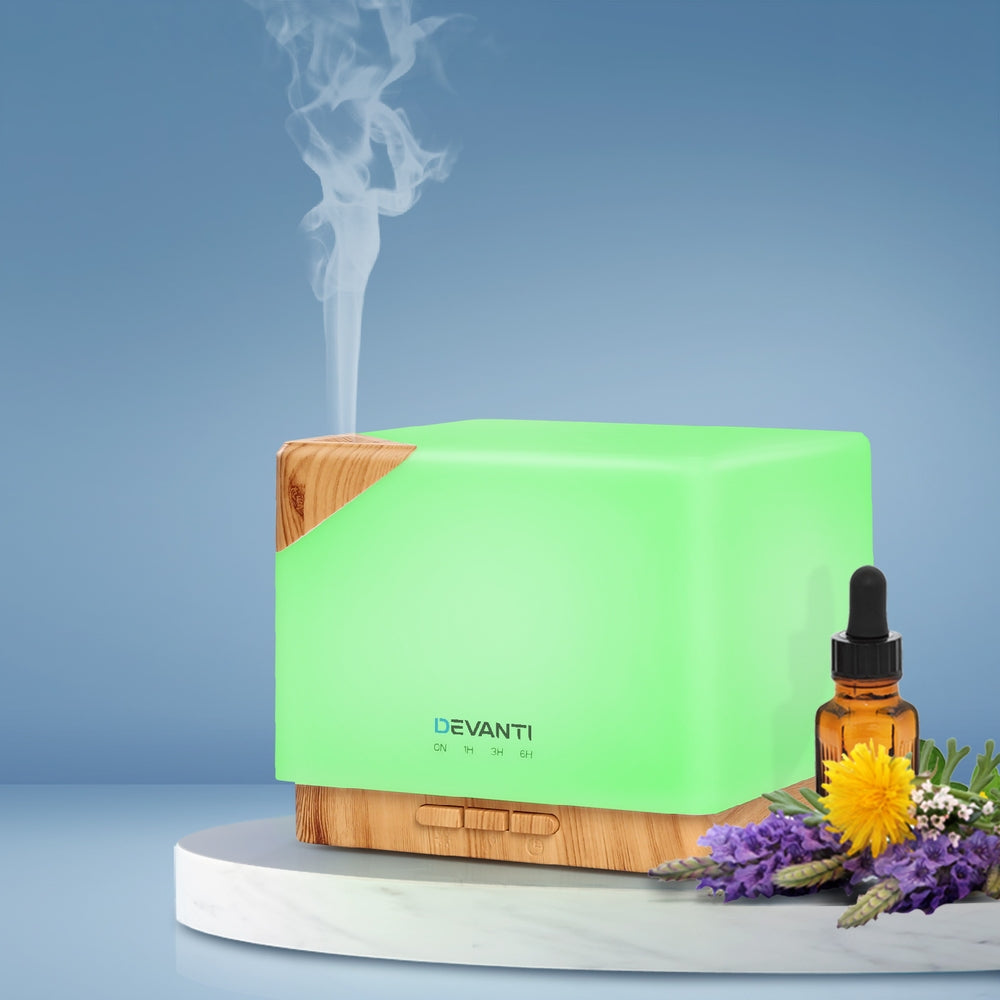 Translucent Modern Cube Style 7-Colour LED Aroma Diffuser 600ml - Homecoze