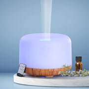 Wood Grain Modern Cylindrical 7-Colour LED Aroma Diffuser 500ml - Homecoze