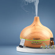 Light Wood Grain Vase Style 7-Colour LED Aroma Diffuser 300ml - Homecoze