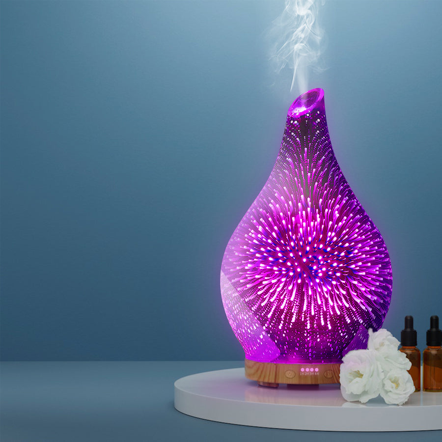 3D Firework Lighting Effect LED Ultrasonic Aroma Diffuser 100mL Homecoze