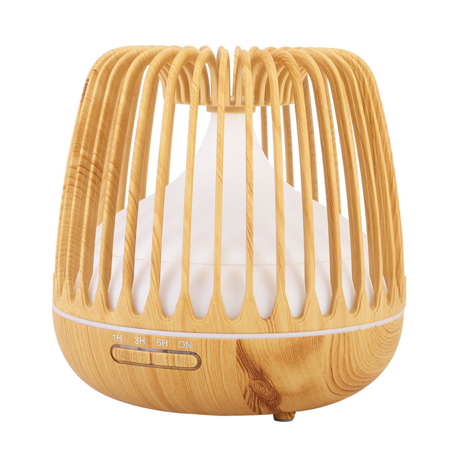 Caged Wood Grain 7-Colour LED Aroma Diffuser 500ml Homecoze
