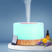 Light Wood Grain Modern Cylindrical 7-Colour LED Aroma Diffuser 500ml - Homecoze