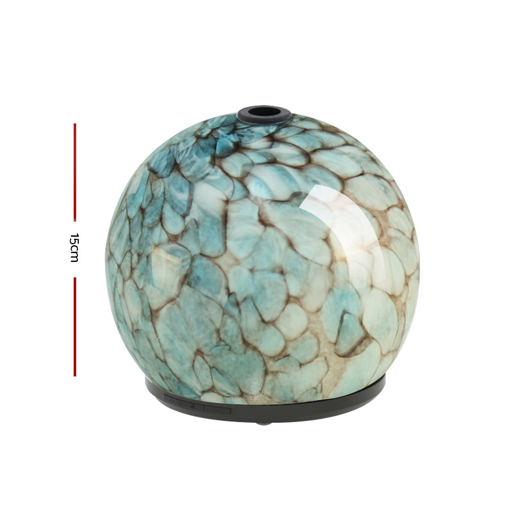 Blue Glass Opaque 7-Colour LED Aroma Diffuser 240ml Homecoze