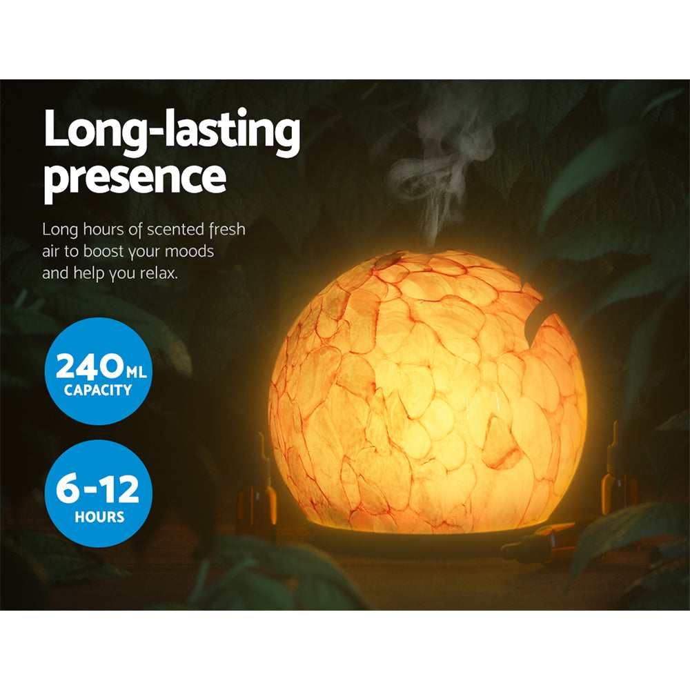 Blue Glass Opaque 7-Colour LED Aroma Diffuser 240ml Homecoze
