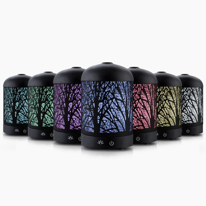 Black Metal Forest 7-Colour LED Aroma Diffuser 160ml Homecoze