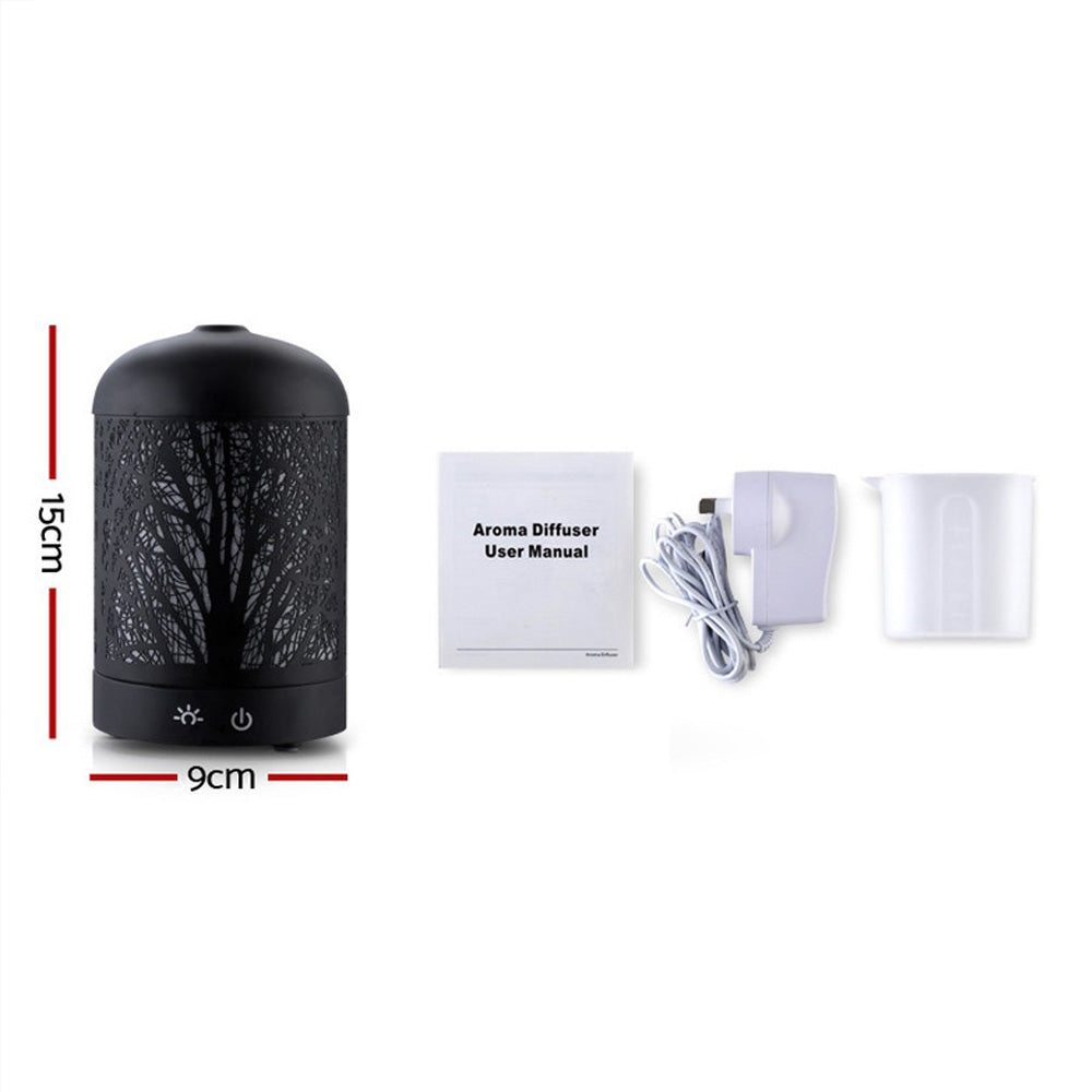 Black Metal Forest 7-Colour LED Aroma Diffuser 160ml - Homecoze
