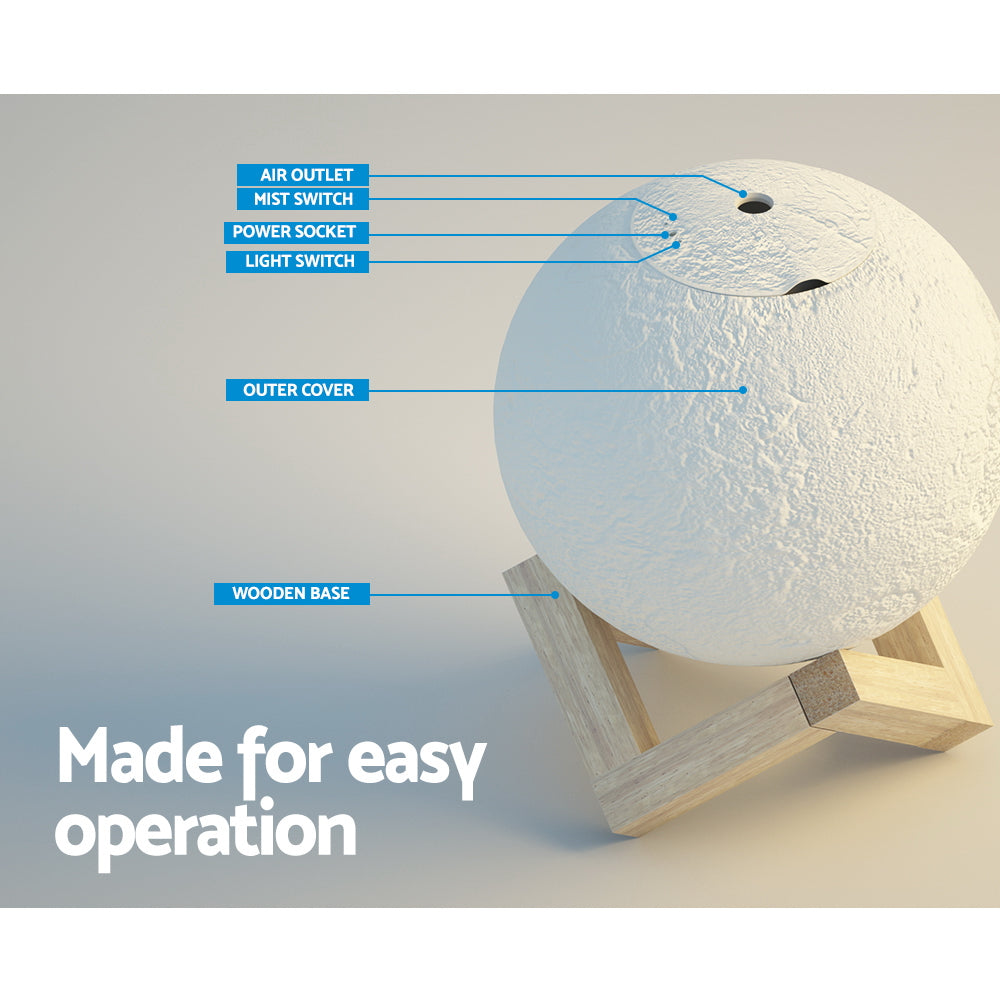 Space Moon Lamp 3-Colour LED Aroma Diffuser 880ml Homecoze