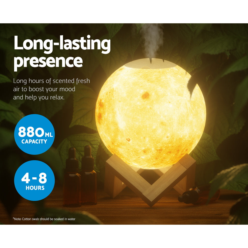 Space Moon Lamp 3-Colour LED Aroma Diffuser 880ml Homecoze