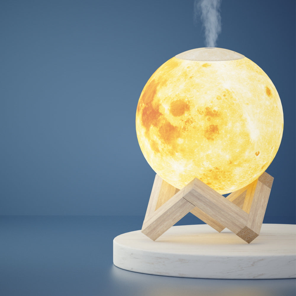 Space Moon Lamp 3-Colour LED Aroma Diffuser 880ml Homecoze