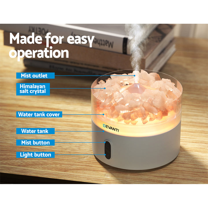 Himalayan Salt Crystal Aromatherapy Ultrasonic LED Aroma Diffuser 220ml Homecoze