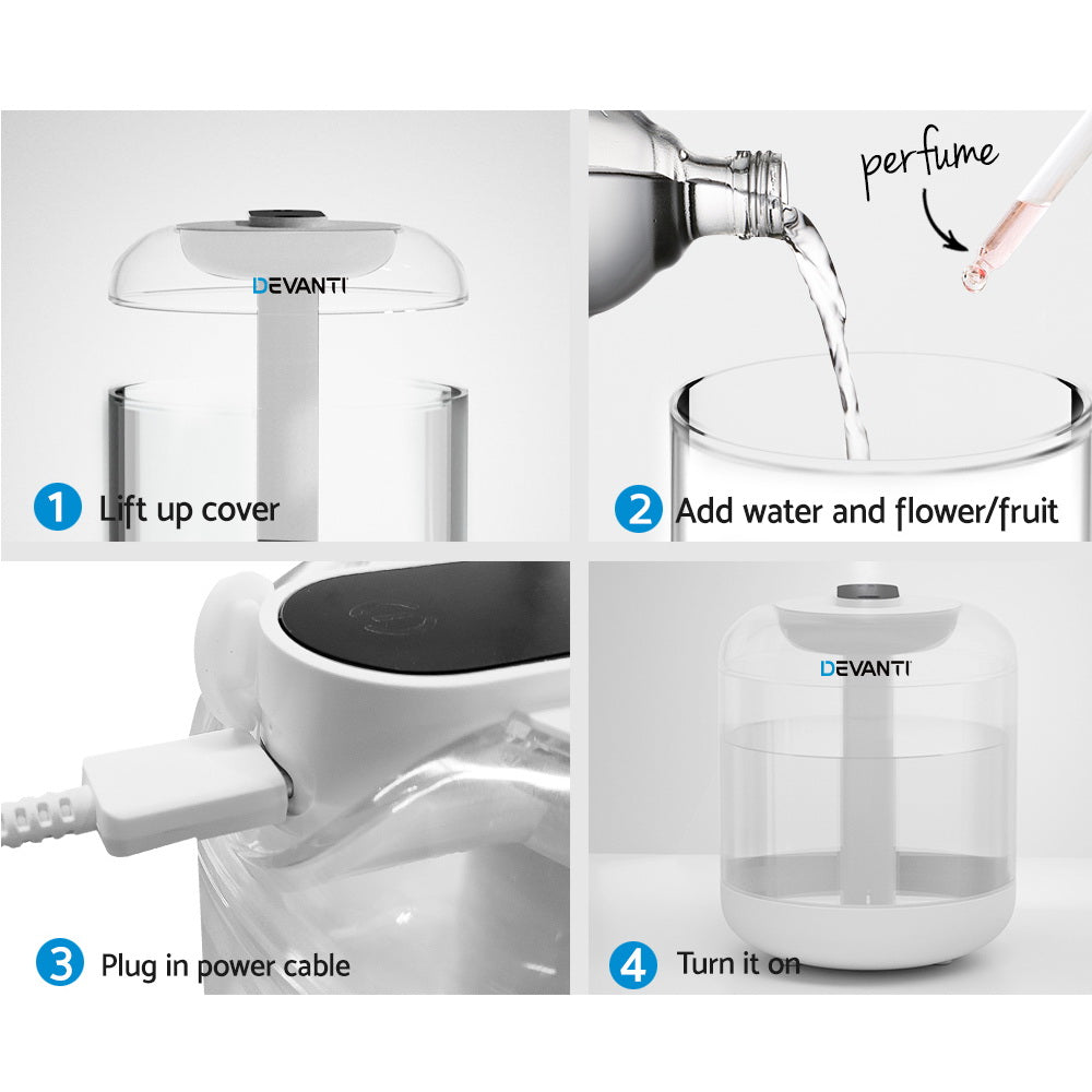 Large Clear Ultrasonic Aroma Diffuser 1000ml Homecoze
