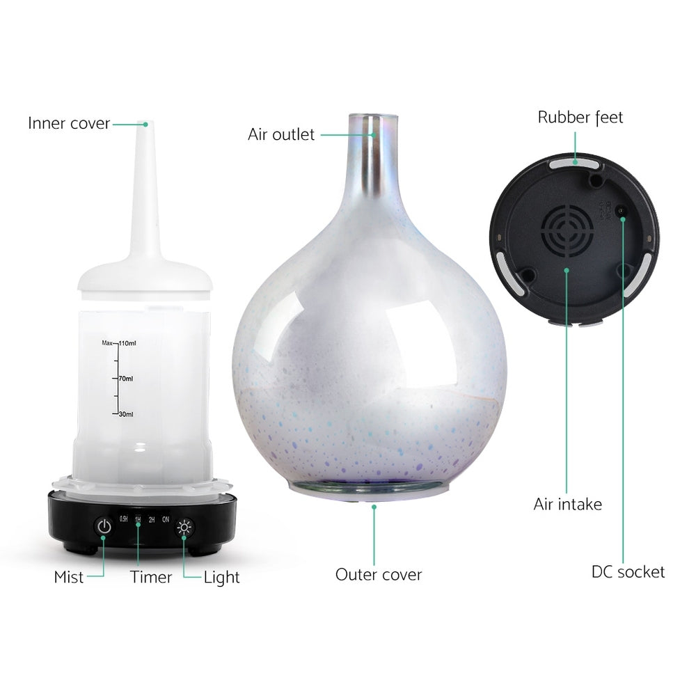3D LED Effect Vase Style 7-Colour LED Aroma Diffuser 100ml - Homecoze
