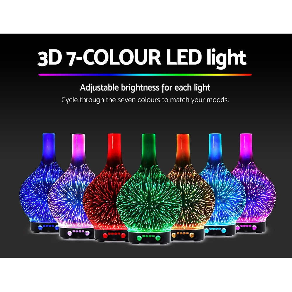 3D LED Effect Vase Style 7-Colour LED Aroma Diffuser 100ml - Homecoze