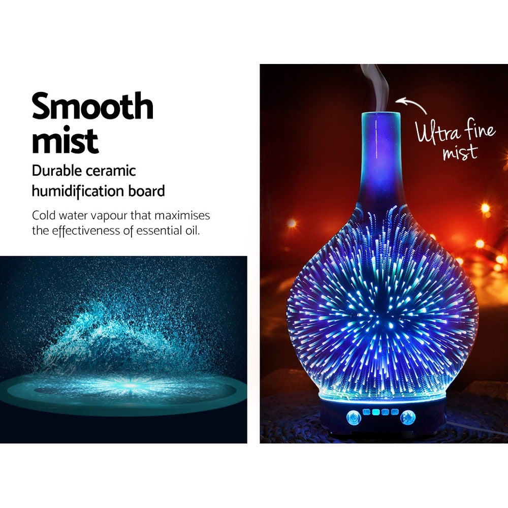 3D LED Effect Vase Style 7-Colour LED Aroma Diffuser 100ml - Homecoze