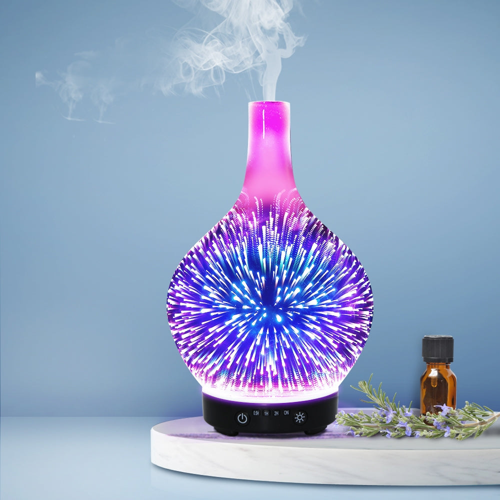 3D LED Effect Vase Style 7-Colour LED Aroma Diffuser 100ml Homecoze