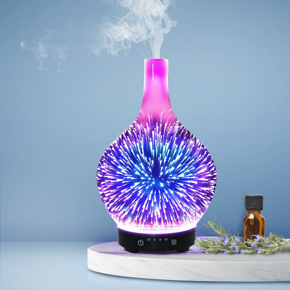 3D LED Effect Vase Style 7-Colour LED Aroma Diffuser 100ml - Homecoze