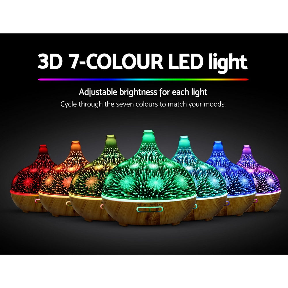 3D Firework Lighting Effect 7-Colour LED Aroma Diffuser 400ml - Homecoze