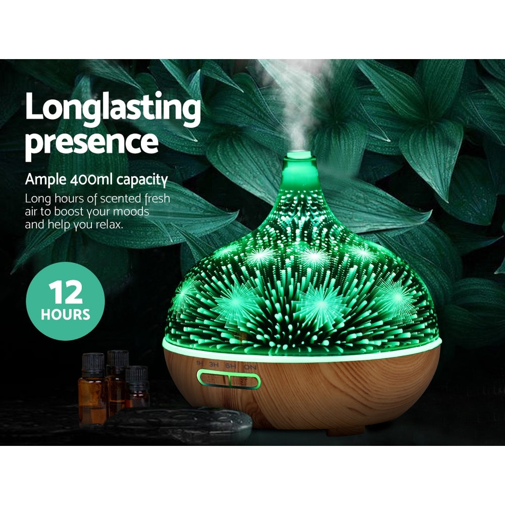 3D Firework Lighting Effect 7-Colour LED Aroma Diffuser 400ml - Homecoze