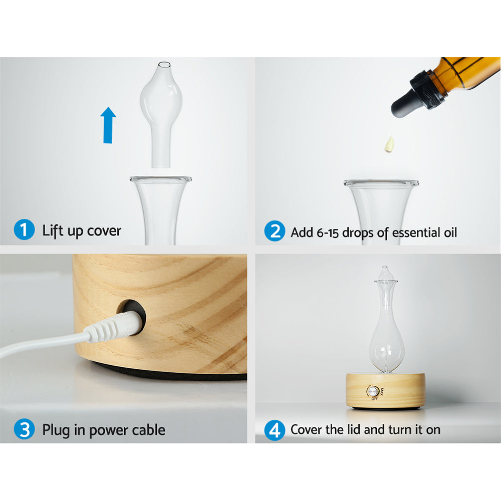 Unique Waterless Ultrasonic Aromatherapy Glass Aroma Diffuser Homecoze